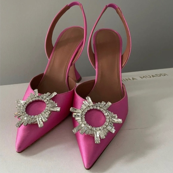 AMINA MUADDI SATIN PINK BEGUM SLINGBACK HEELS SIZE 40 - Picture 4 of 6